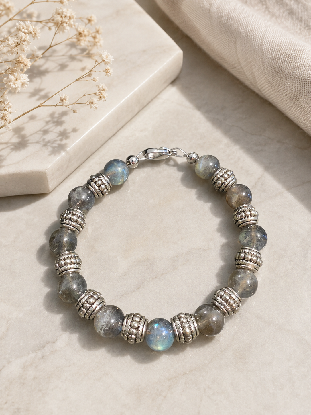 Celestial Harmony — AAA+ Blue Labradorite Bracelet - Size 7