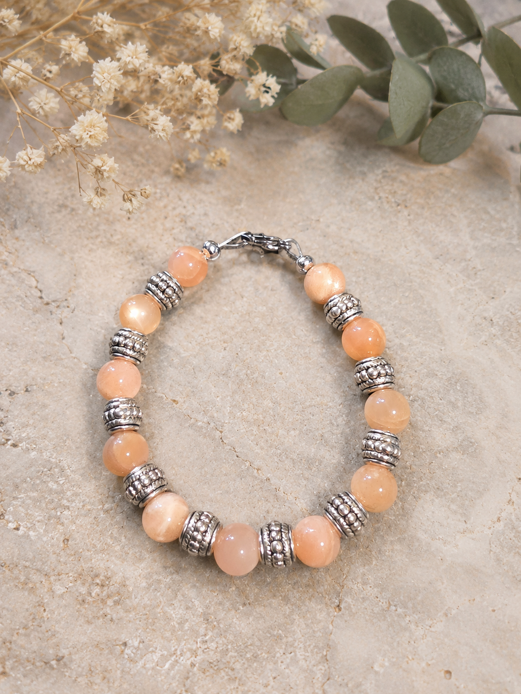 Peach Moonstone Serenity Bracelet - Size 7