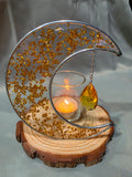 Golden Crescent Moon Candle Holder