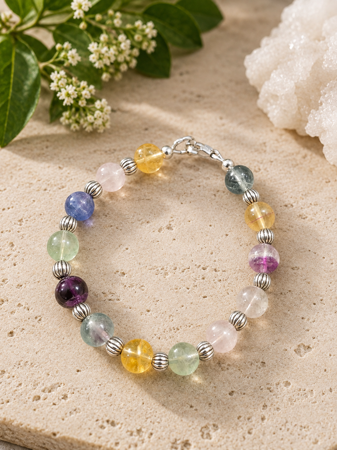 Rainbow Fluorite Harmony Bracelet - Size 7.5