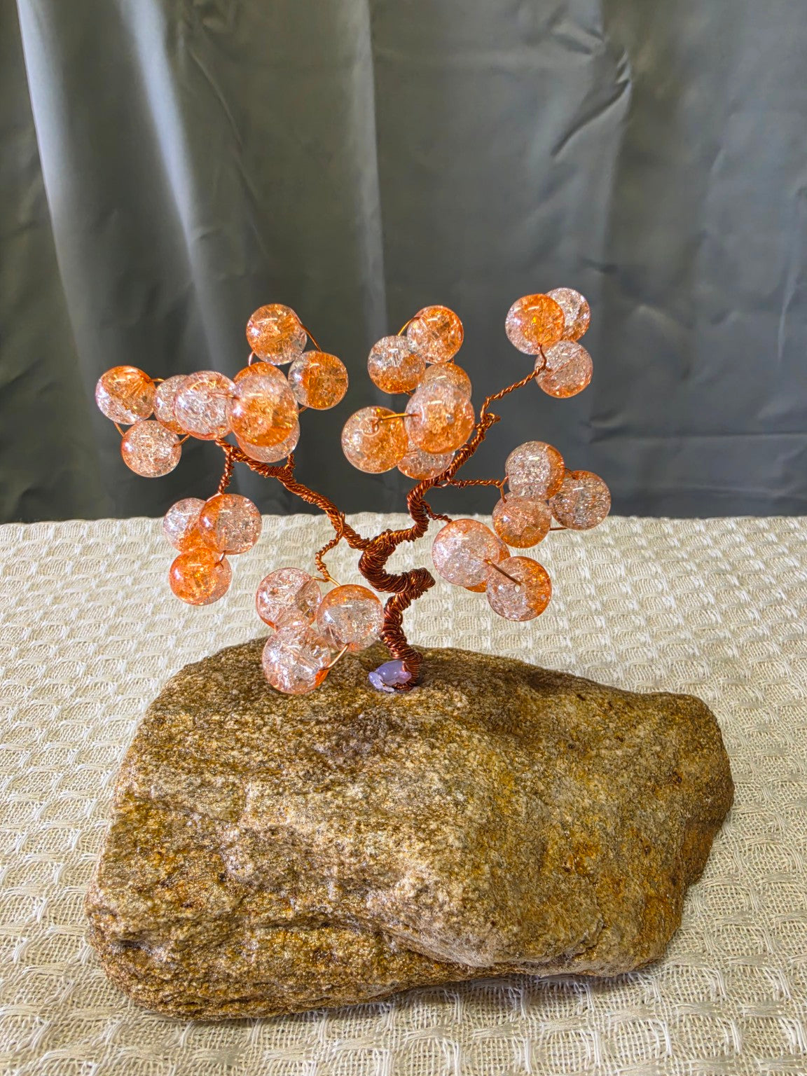 Peach Crackle Glass Tree