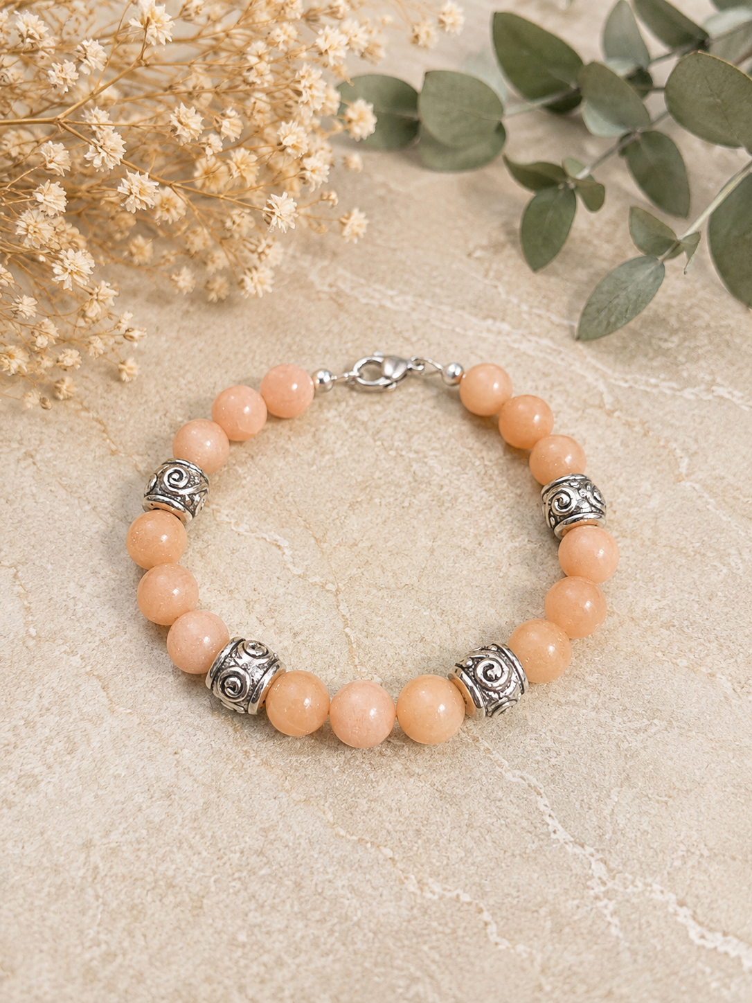 Peach Moonstone Serenity Bracelet - Size 7