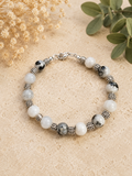 Moonlit Balance Bracelet — Rainbow Moonstone with Black Tourmaline - Size 7.5