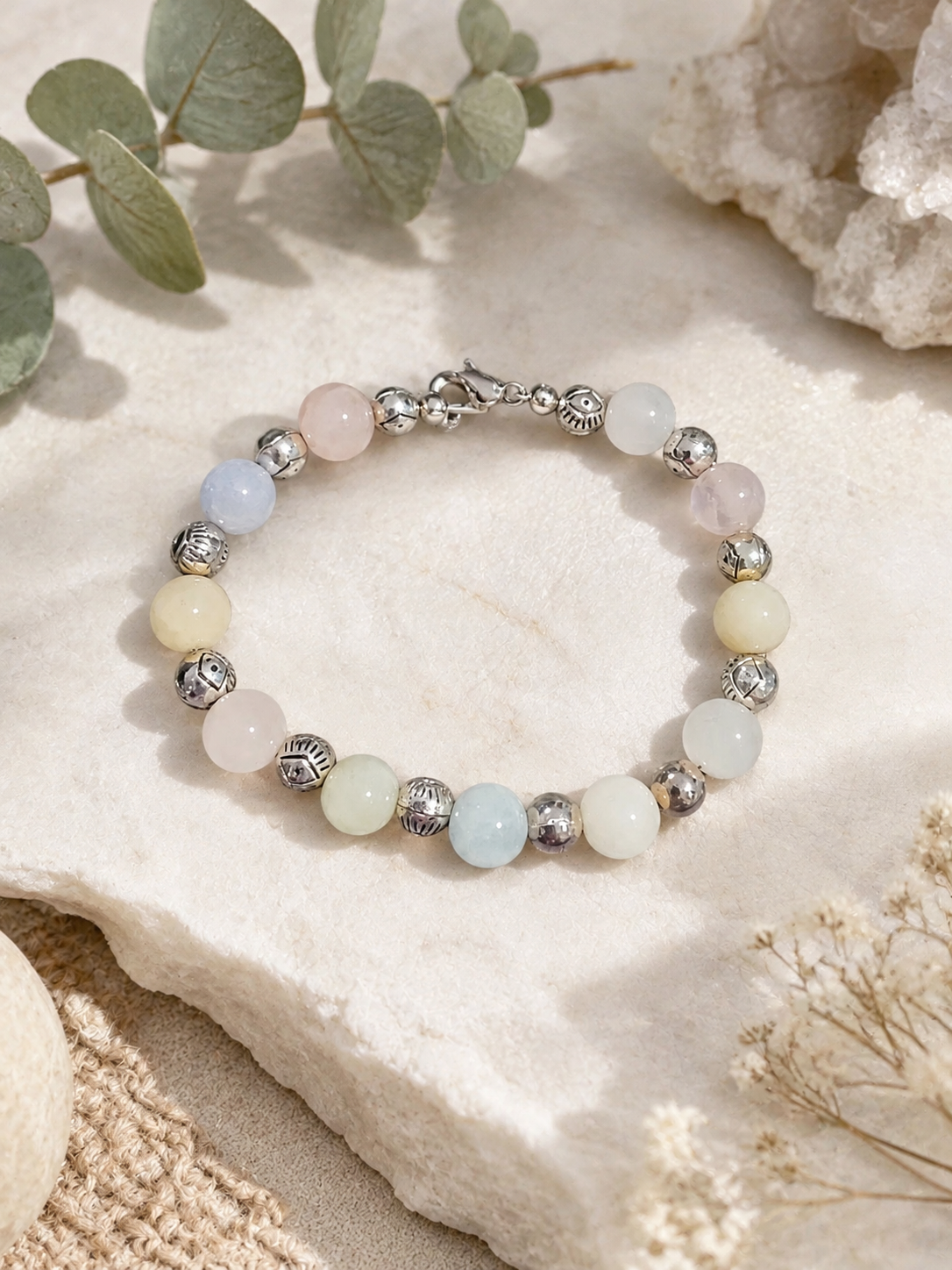 Natural Morganite Pastel Harmony Bracelet - Size 7