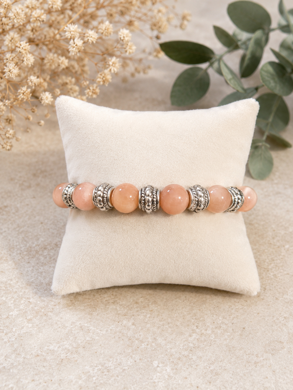 Peach Moonstone Serenity Bracelet - Size 7