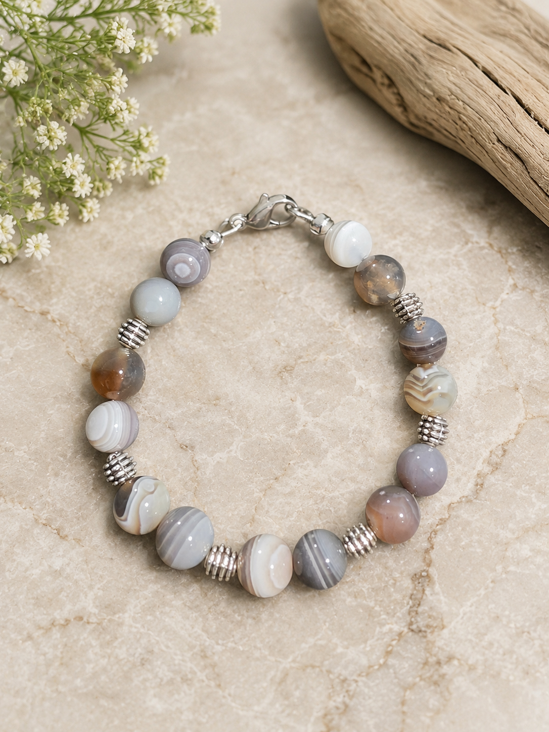 ✨ Earth’s Palette — Botswana Agate Bracelet ✨ Size 6.5