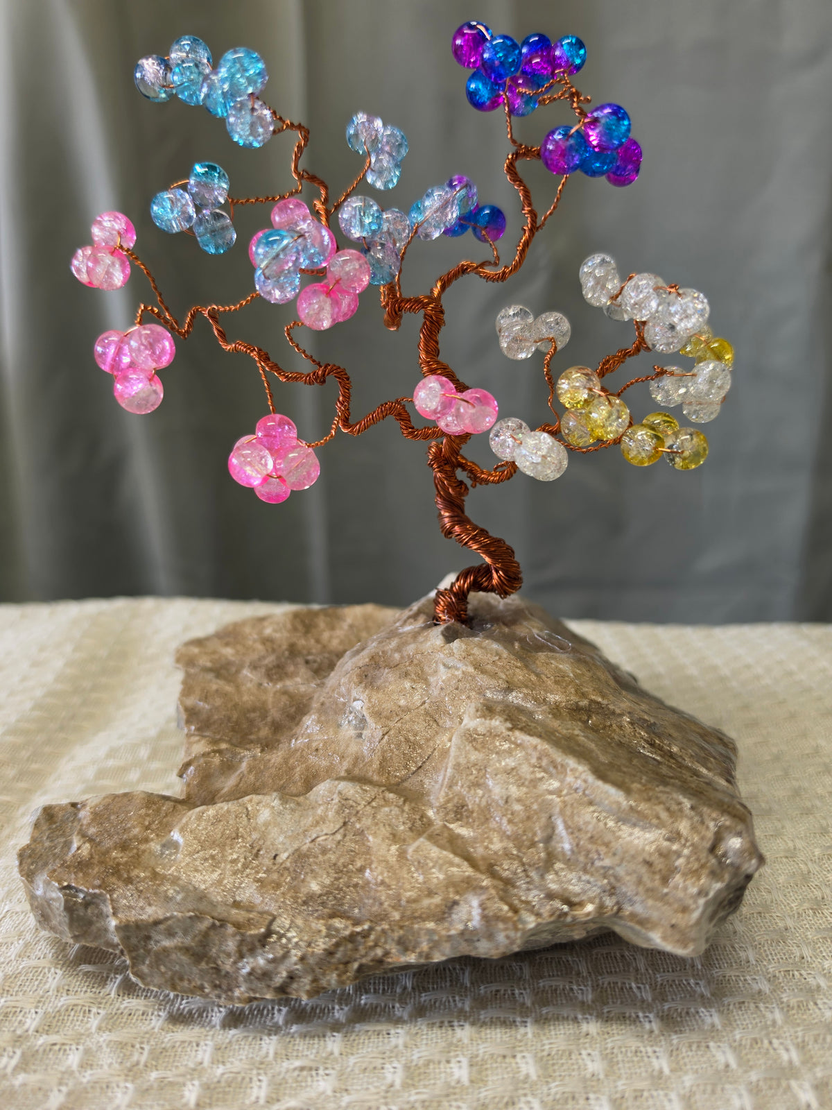 Handcrafted Copper Rainbow Crackle Tree